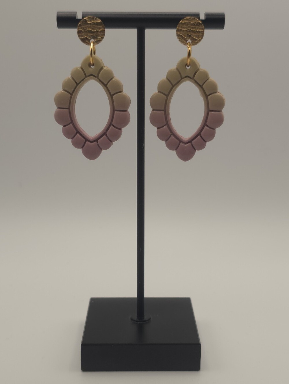 Hand Crafted Two Toned Polymer Clay Earrings